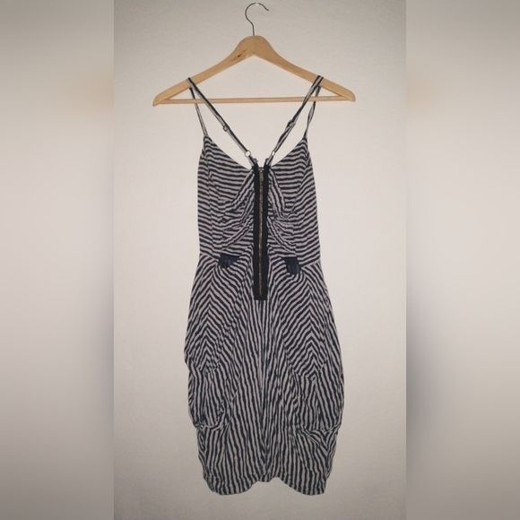 Sailorcore Poetry Striped Black and White Women's Dress Size Medium - Picture 2 of 2